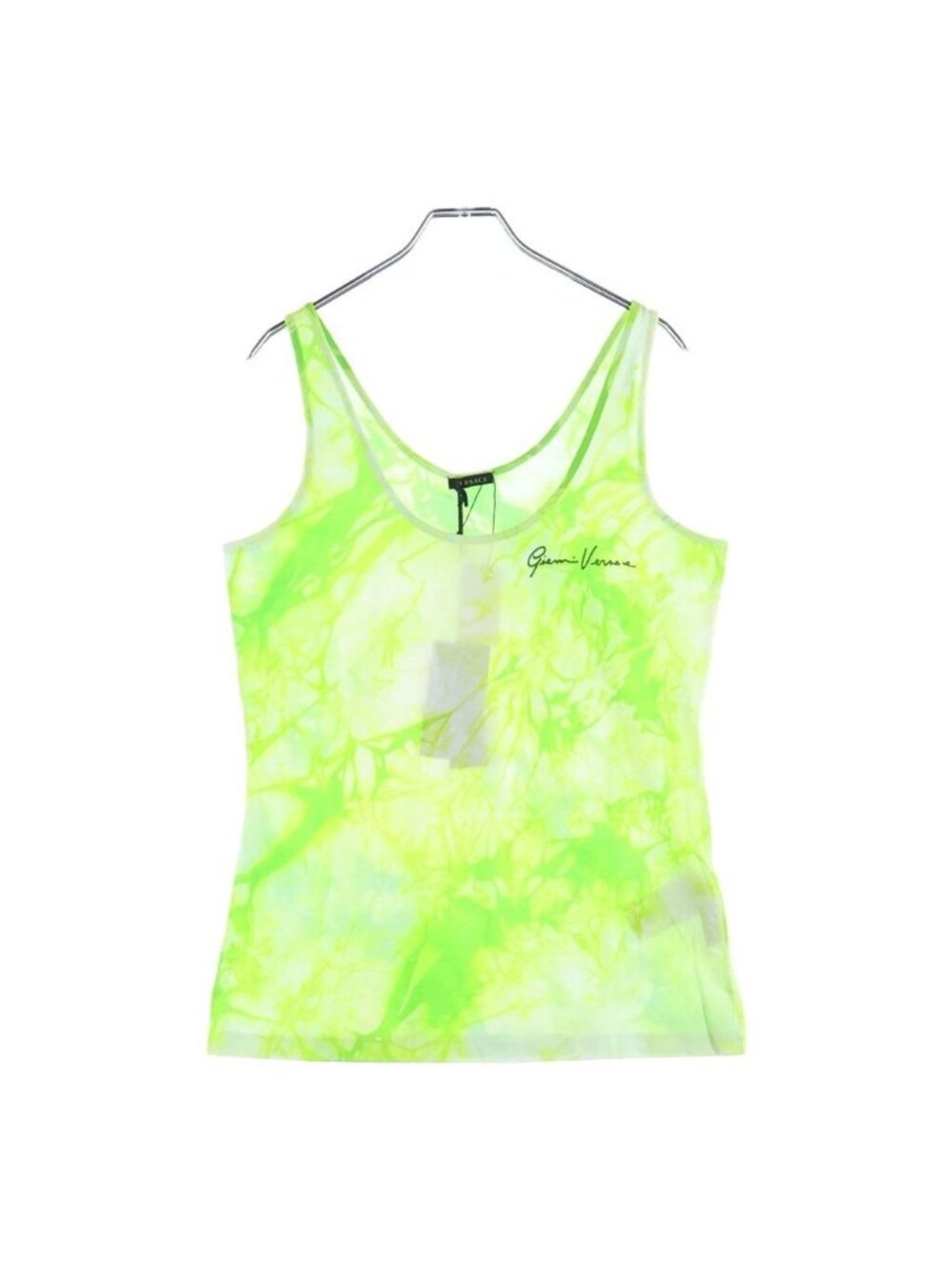 Versace 20 SS Tiedai Sign Logo Print Sleeveless T-Shirt Green